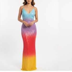Fashion Nova Multicolor Sequin Maxi Dress